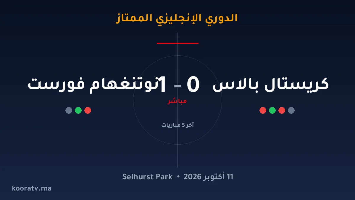 كريستال بالاس يتغلّب على نوتنغهام فورست بنتيجة 3-2 - الدوري الإنجليزي الممتاز