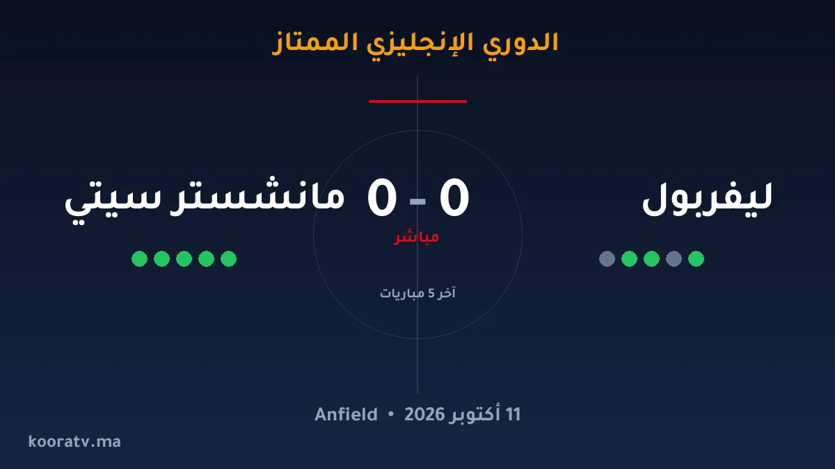 مانشستر سيتي يتغلّب على ليفربول بنتيجة 2-0 - الدوري الإنجليزي الممتاز