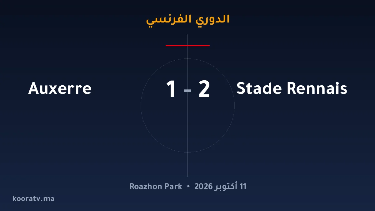Stade Rennais يتغلّب على Auxerre بنتيجة 2-1 - الدوري الفرنسي