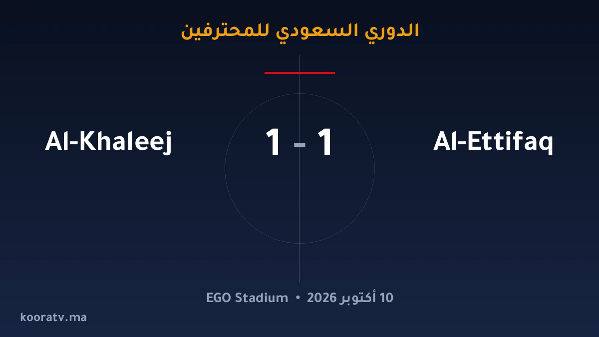 الخليج يتغلّب على الاتفاق بنتيجة 1-0 - الدوري السعودي للمحترفين